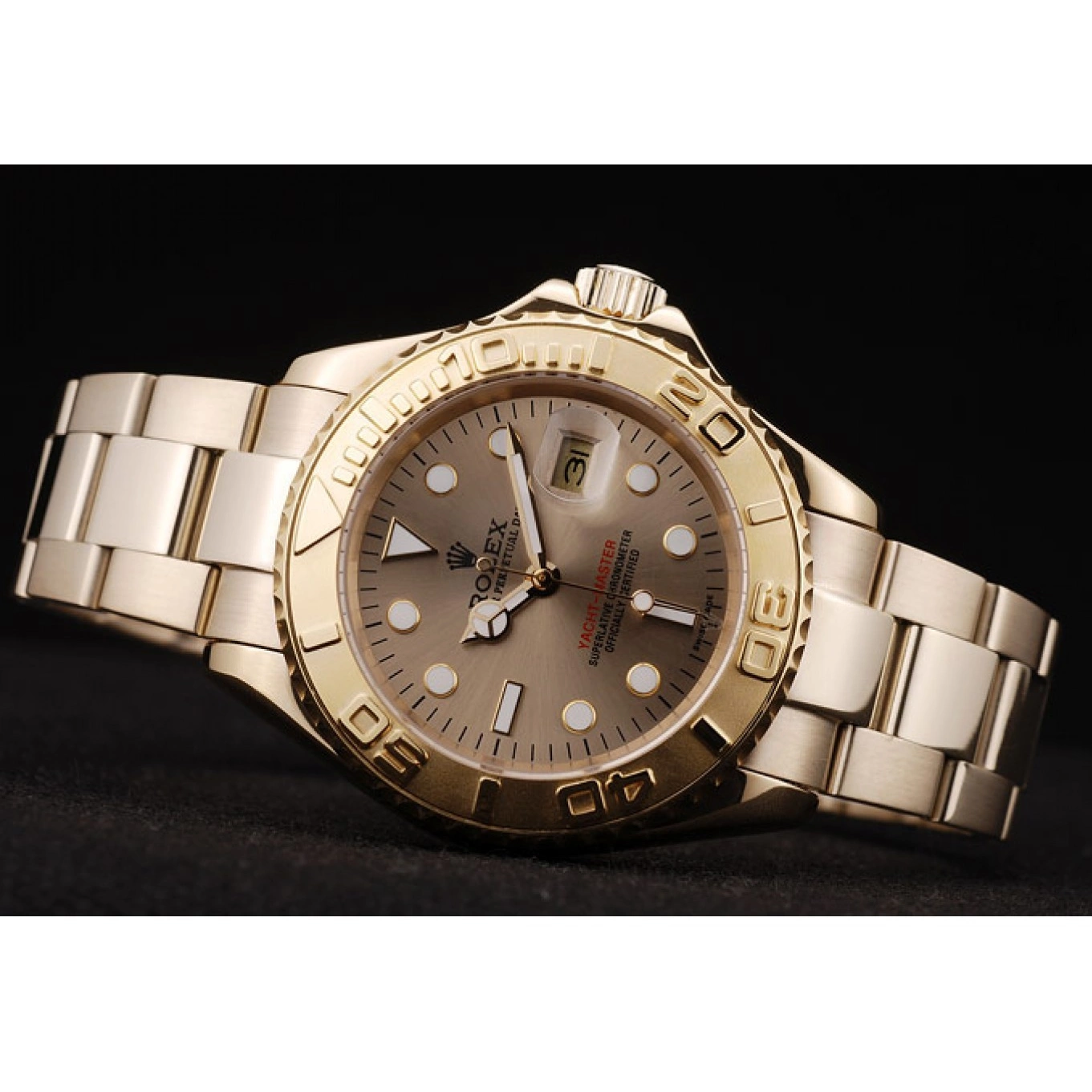 Aaa fake watches Rolex Gold Master Bezel 98232 Yacht Gold Dial 0818